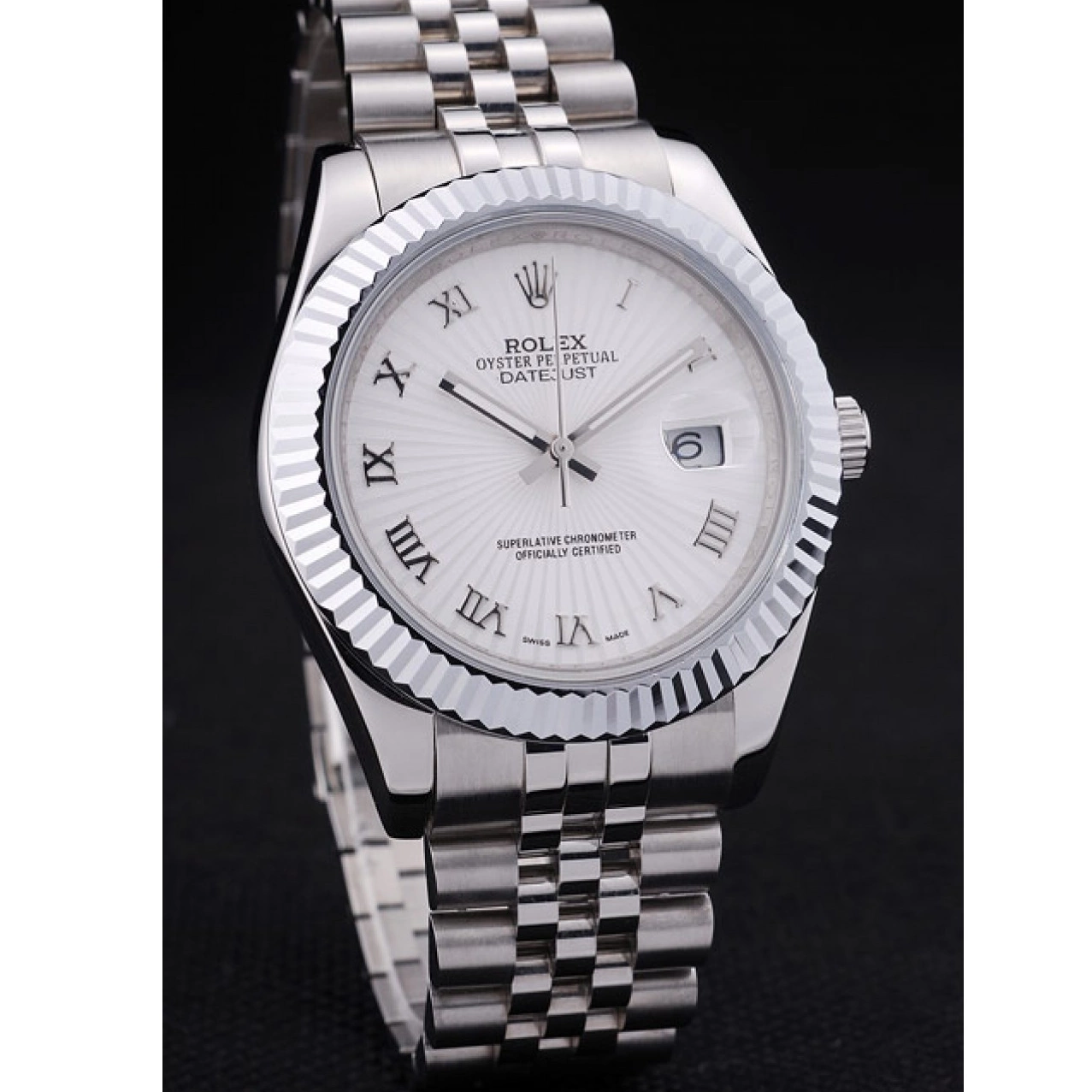 Good copy rolex watches Datejust 7478 Bezel White Rolex Ribbed Radial Dial 0707